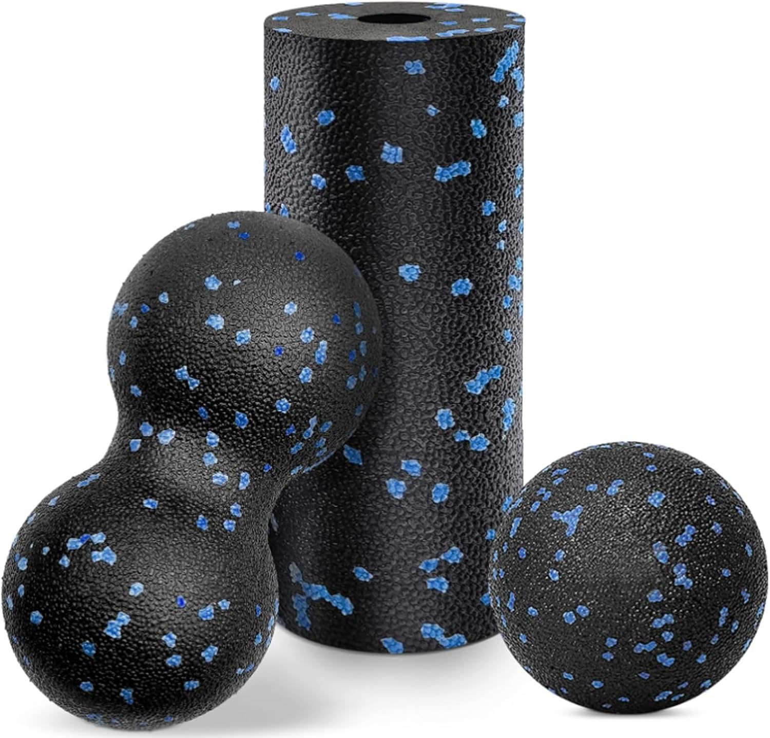 Detalle de LINLINOI set met 3 massageballen en fasciarol van EPP-schuim