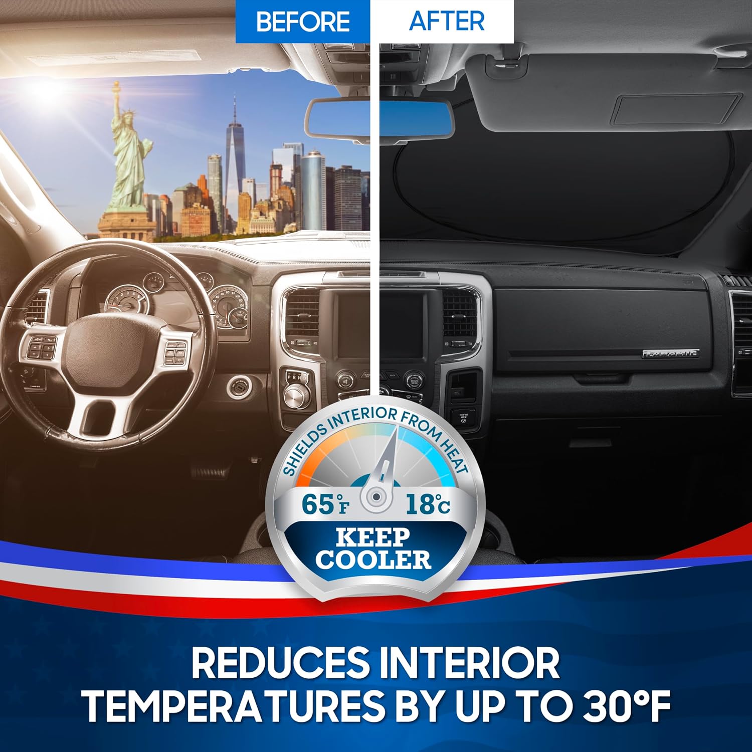 Detalle de MotorBox Car Windshield Sun Shade America 250
