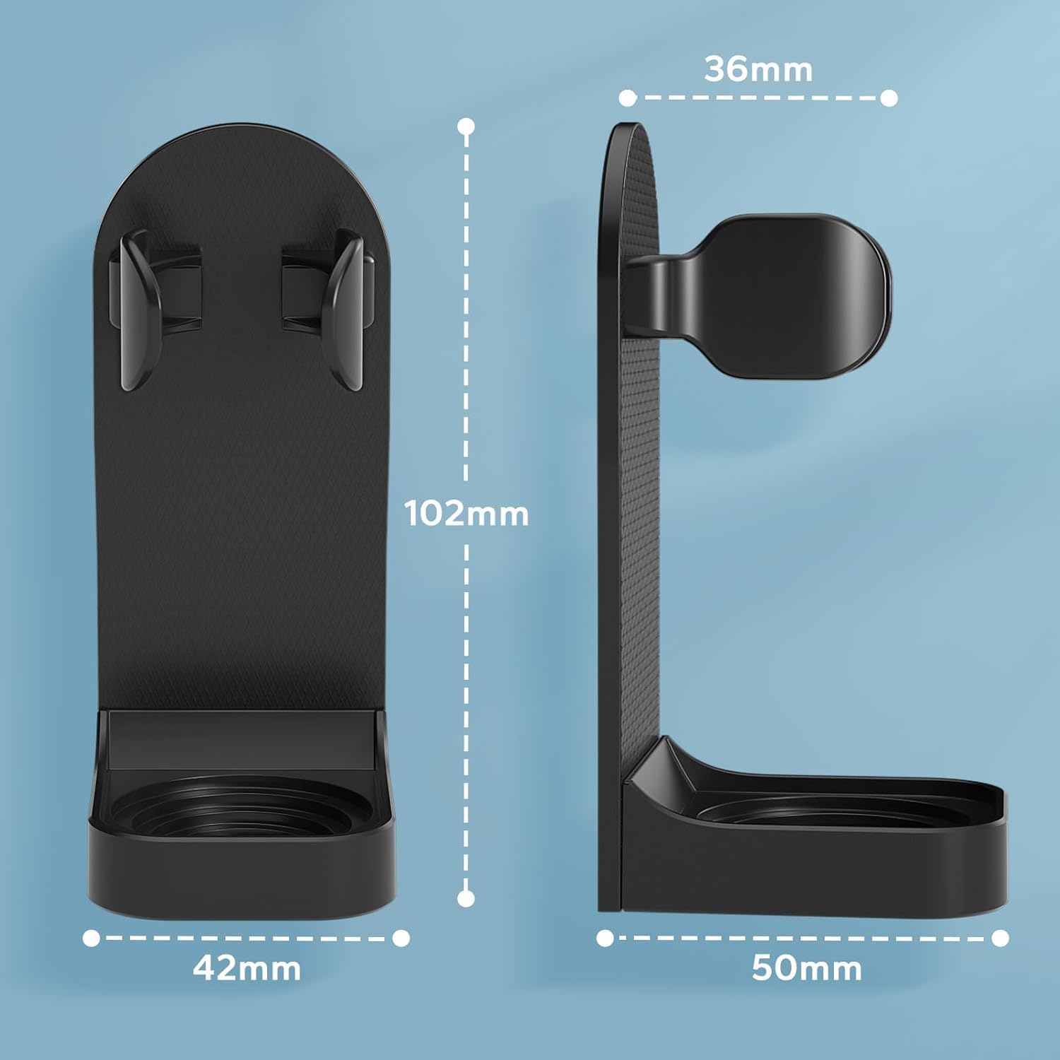 Thumbnail 5 de Support mural pour brosse à dents électrique HOMMAND (lot de 2) avec adhésif 3M, réglable, noir