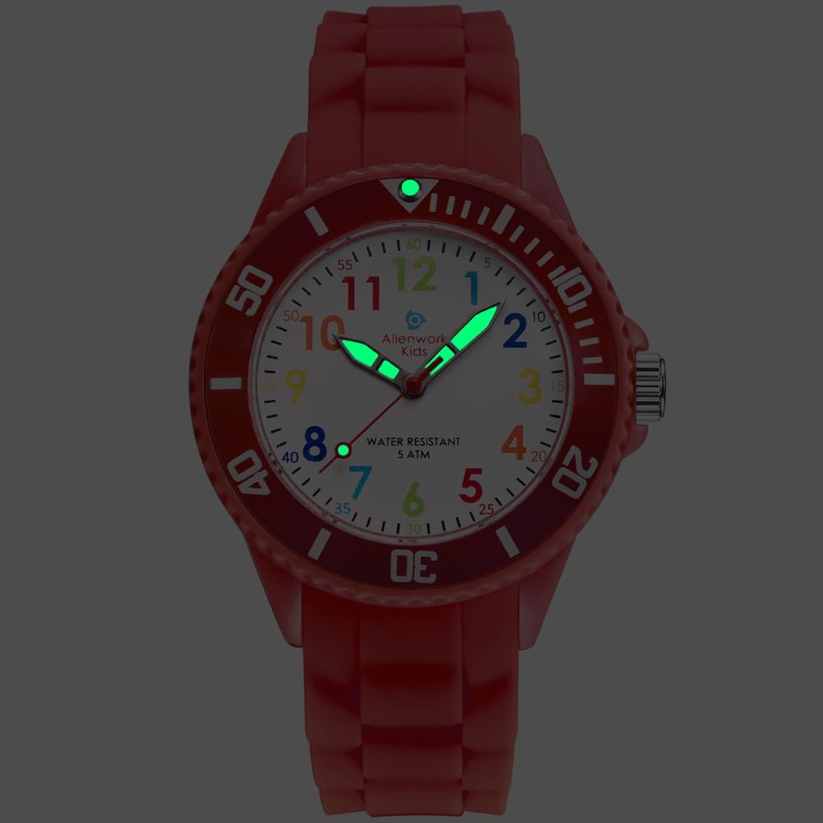 Detalle de Alienwork Kids Orologio di Apprendimento per Bambini – Impermeabile 5 ATM, quadrante colorato