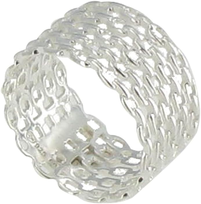 Thumbnail 5 de Les Poulettes Bijoux – Bague en argent 925 Tubes de chaînes, livrée en écrin