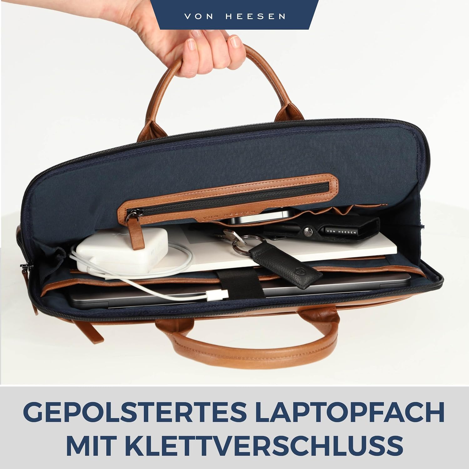 Thumbnail 4 de VON HEESEN Leder-Laptoptasche bis 16 Zoll