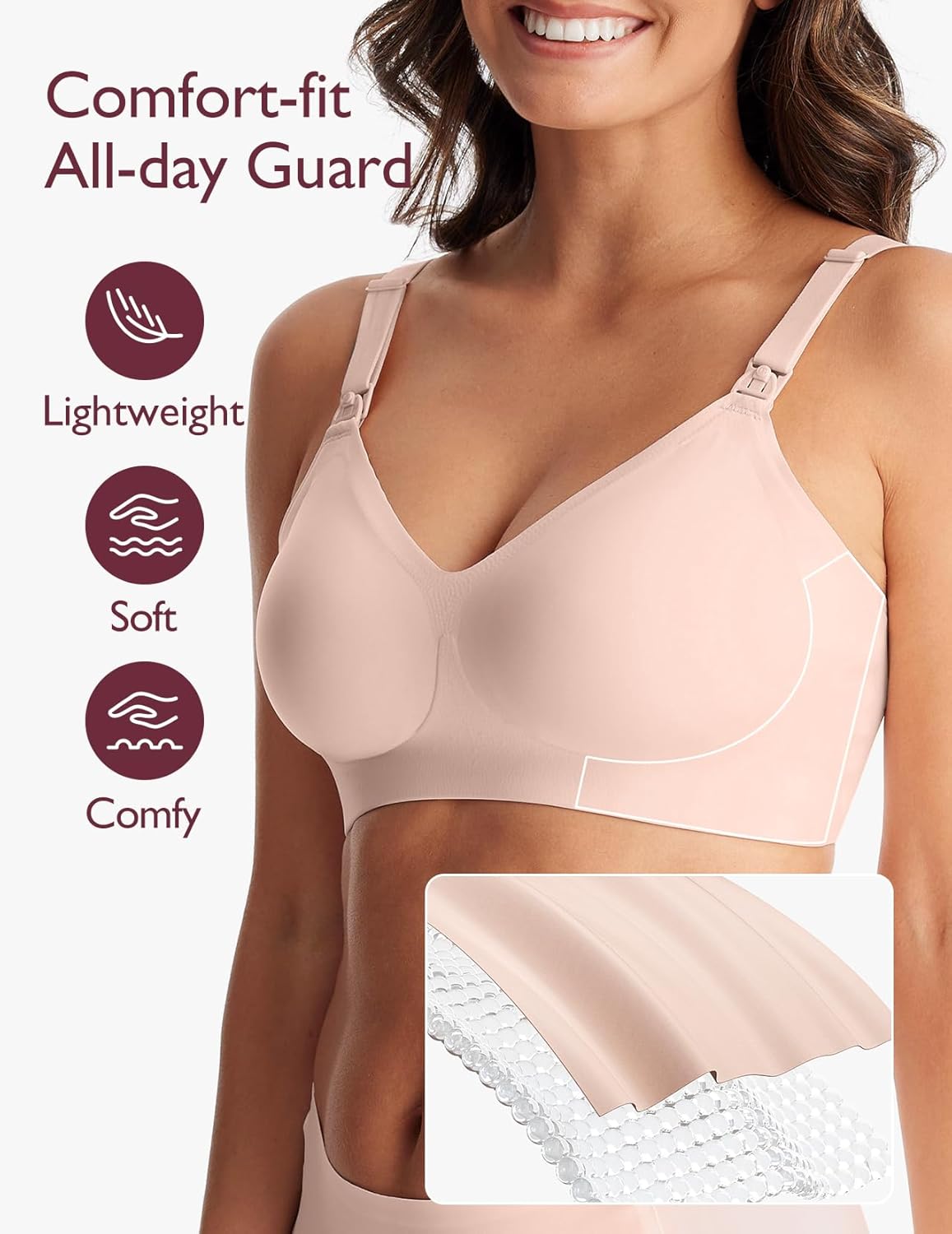 Thumbnail 1 de Momcozy YN21 Seamless Nursing Bra for Breastfeeding & Pregnancy Sleep (Natural Shape)