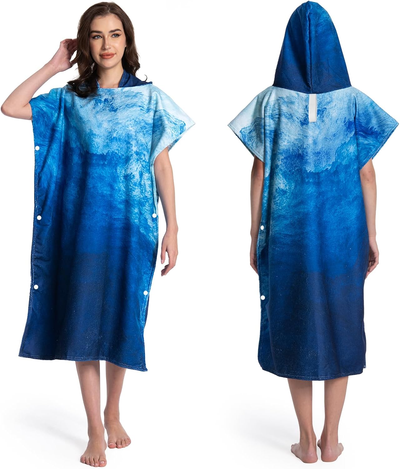 Detalle de MOKANI Changing Robe: Hooded Towel Poncho for Swimming, Beach and Surf