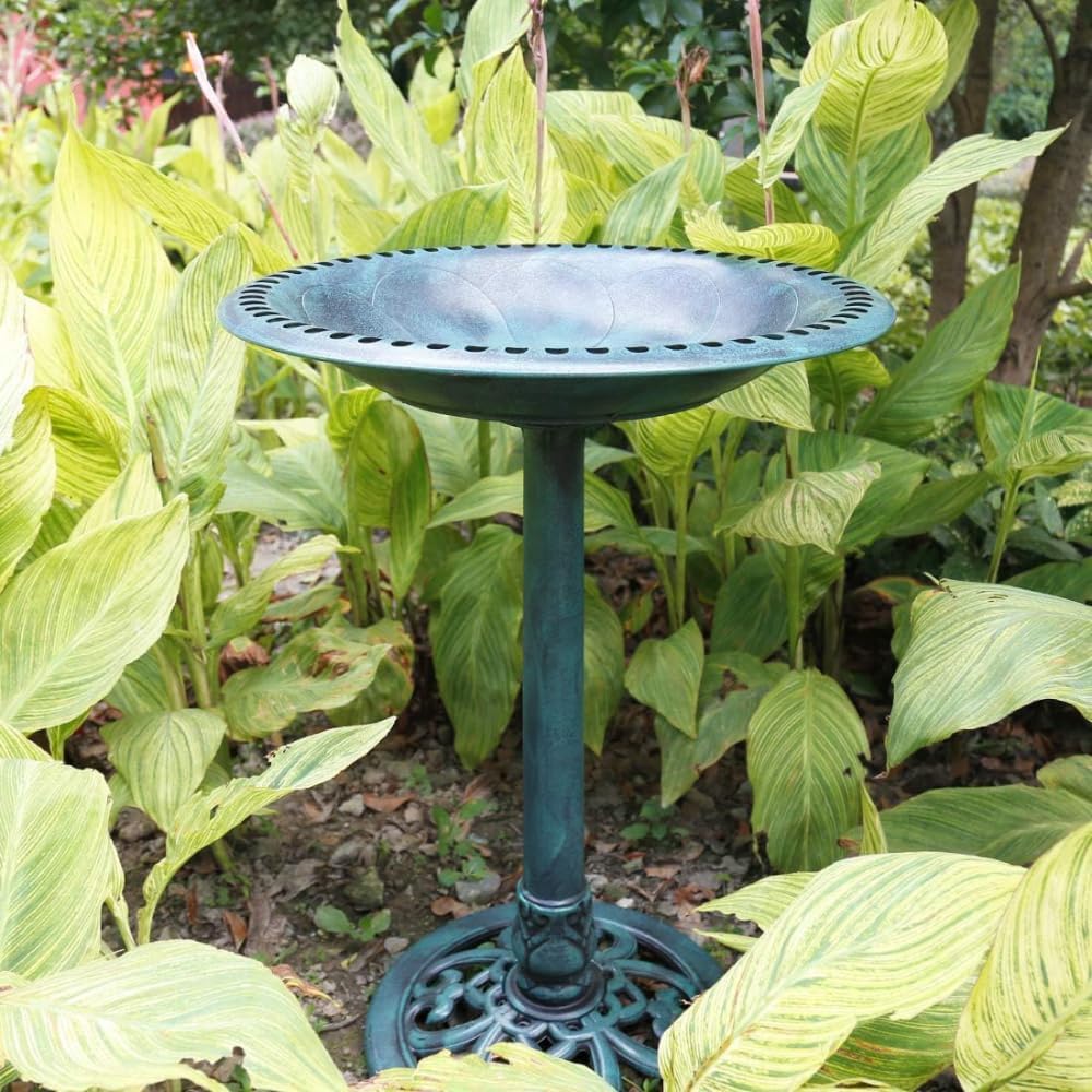 Detalle de VIVOHOME 71cm Solar-Powered Bird Bath Feeder for Garden – Free-Standing Resin Fountain