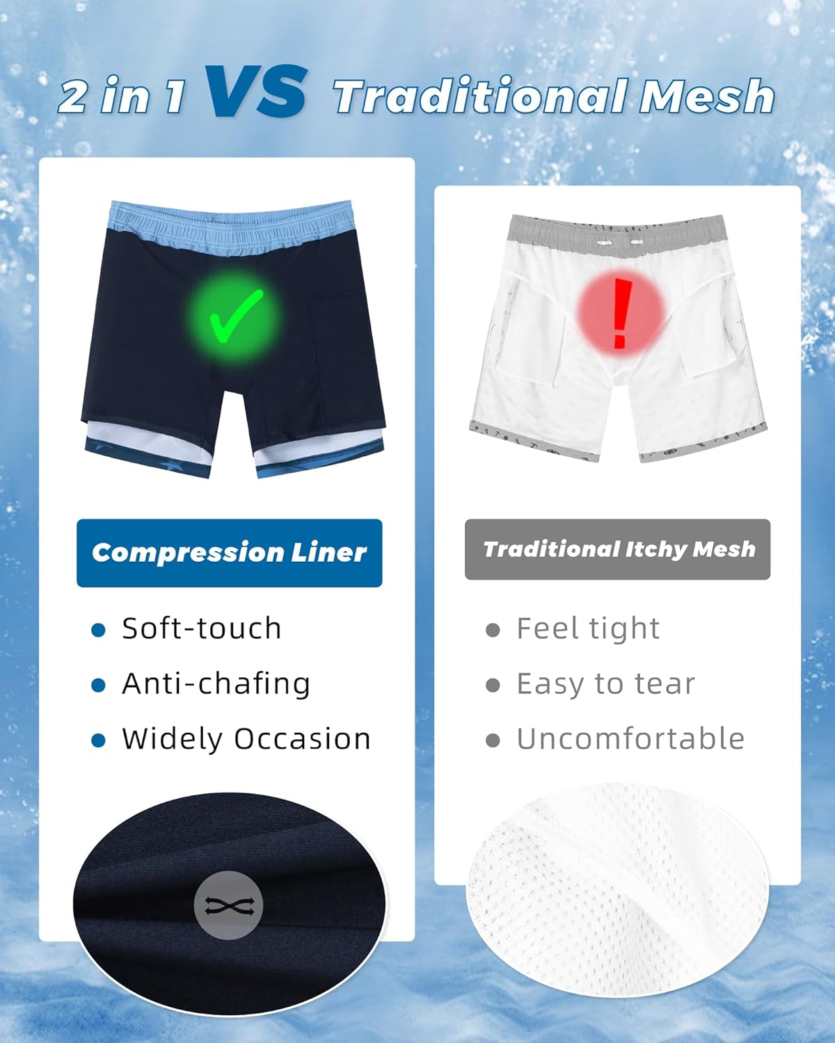 Thumbnail 6 de SURF CUZ Men's Swim Trunks with Compression Liner – 5.5 Inch Quick-Dry Shorts with Zipper Pockets