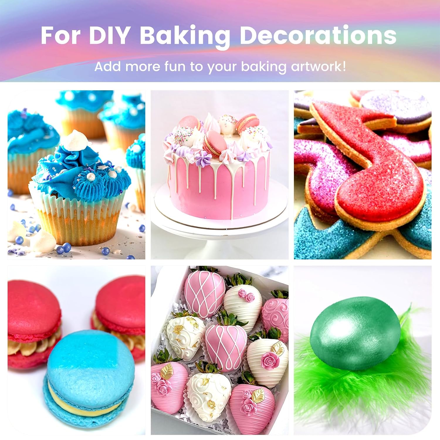 Detalle 1 de PUPKOLI Edible Glitter Set, 5 Colors, 5g Bottles for Drinks and Baking