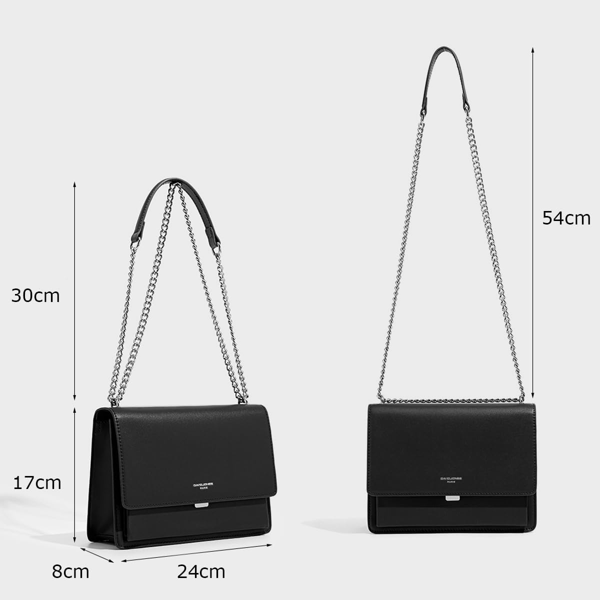 Thumbnail 4 de David Jones sac bandoulière femme rigide en PU imitation cuir noir à chaînes