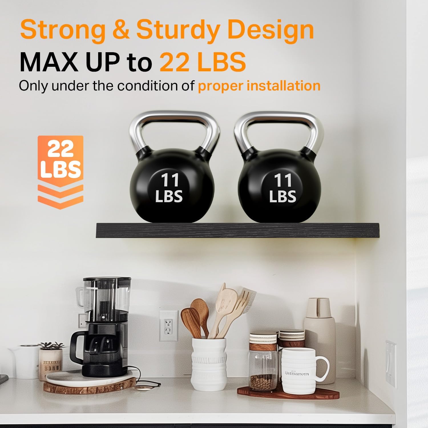 Detalle 2 de BAYKA 15.7in Floating Wall Shelves 22lbs