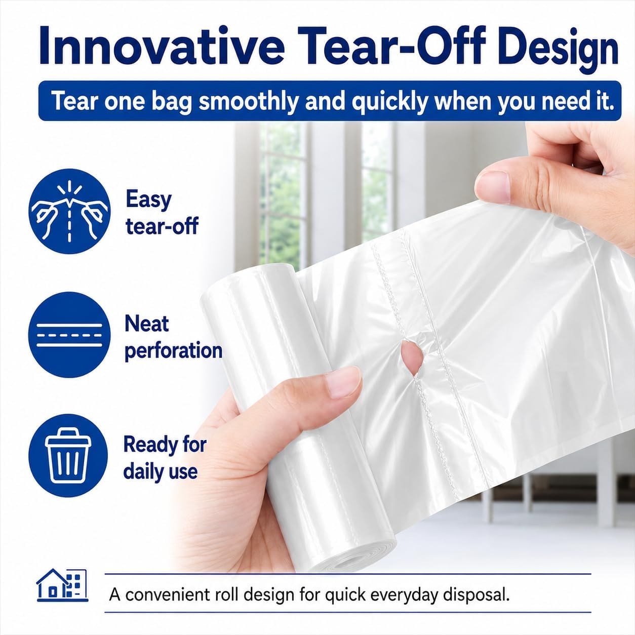 Detalle de Teivio Clear Trash Bags 2.6 Gallon