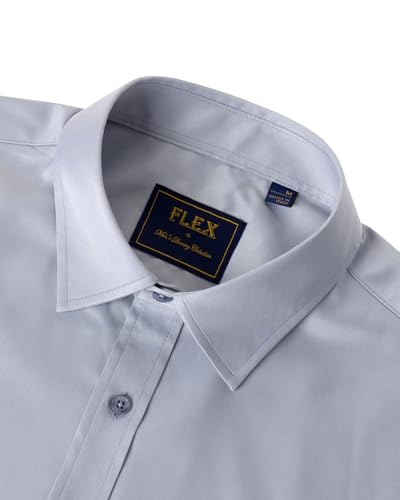 Detalle 2 de J.VER Herren Hemd Unifarben Stretch Langarm – Regular Fit, Hellgrau, XL