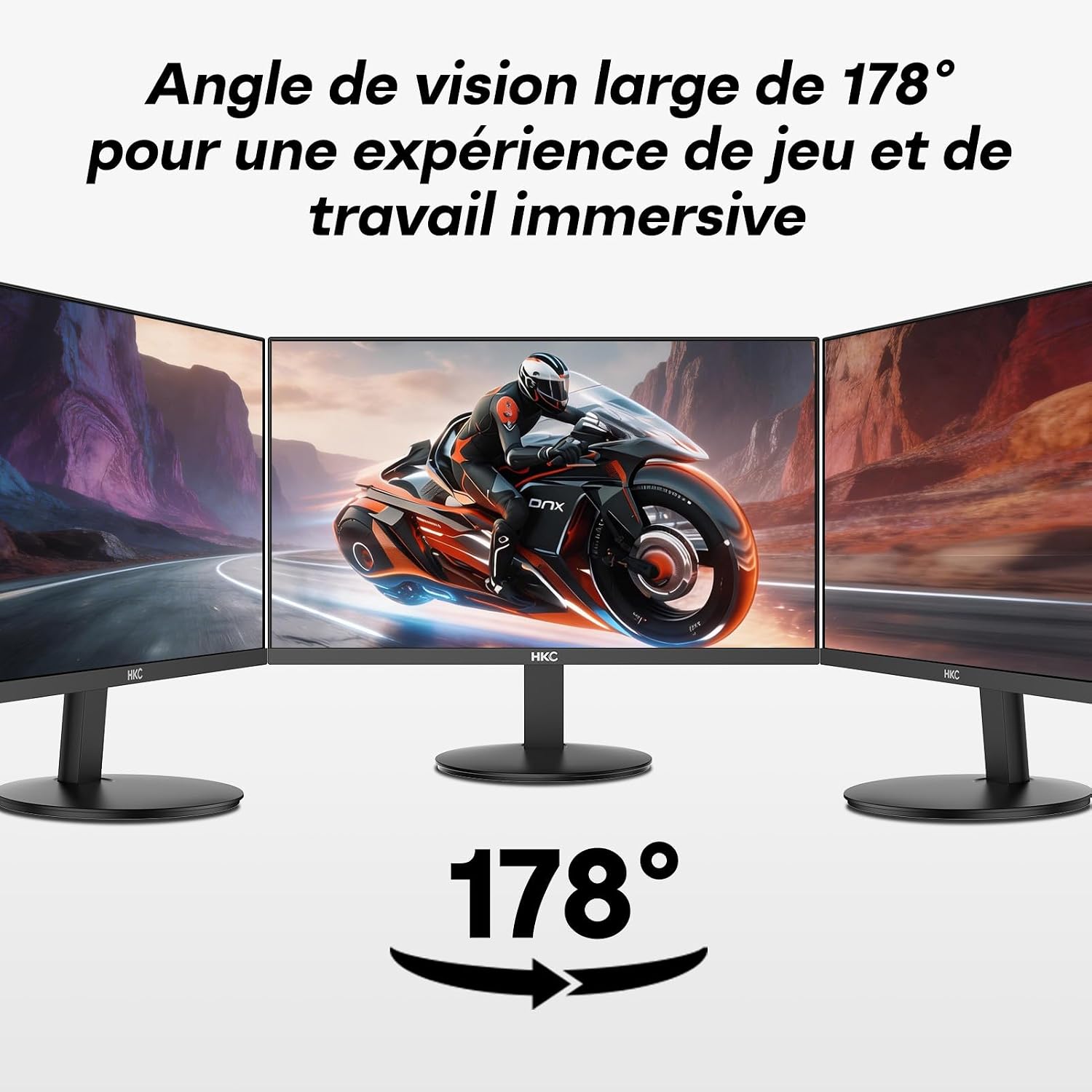 Detalle de HKC Moniteur 27 pouces 144 Hz IPS Full HD 1080p – Adaptive Sync, 99% sRGB, 5 ms, HDMI & VGA, VESA 100×100
