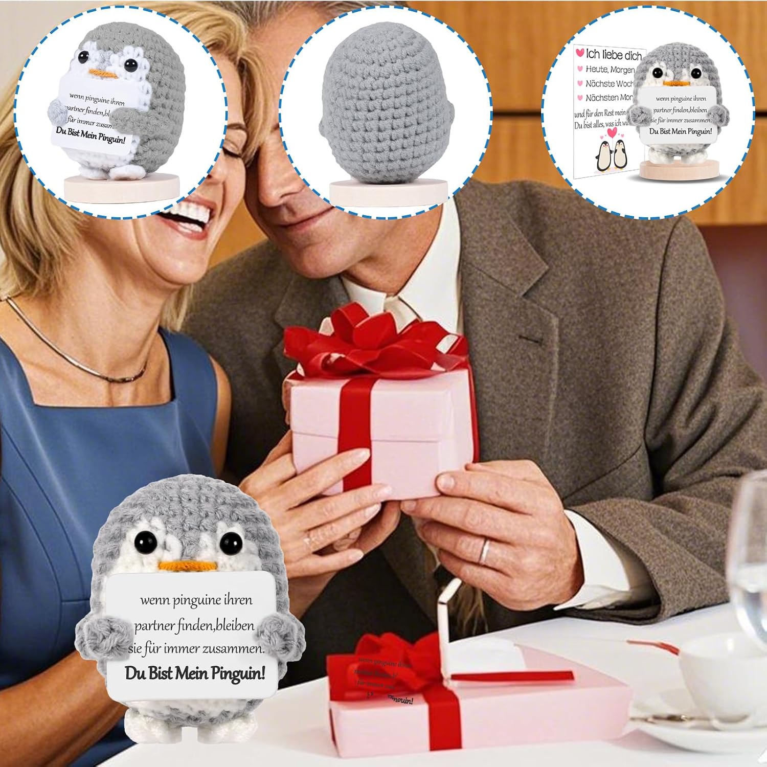 Thumbnail 3 de BOAITE Ich Liebe Dich Gestrickter Pinguin 1 Stück