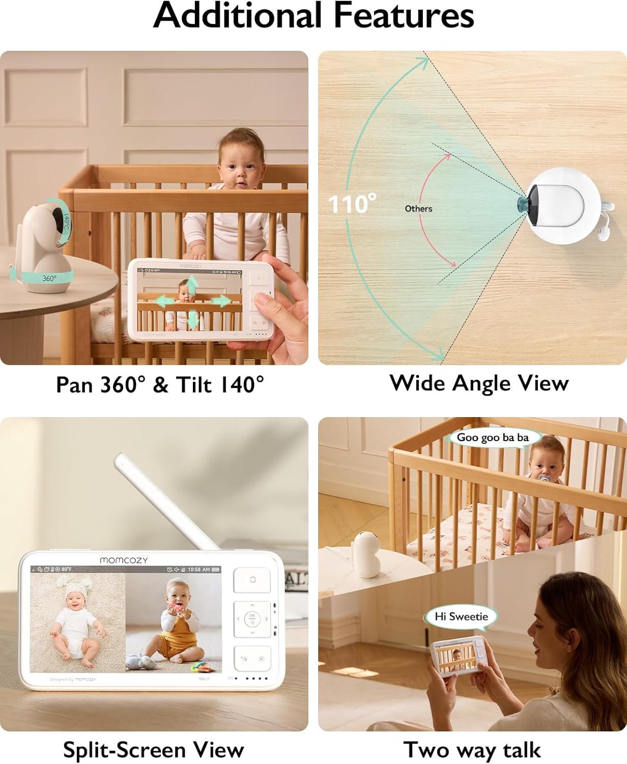 Thumbnail 5 de momcozy BM03 Video Baby Monitor (5.5-inch, 1080P, no WiFi) with Camera, IR Night Vision & 5800mAh battery