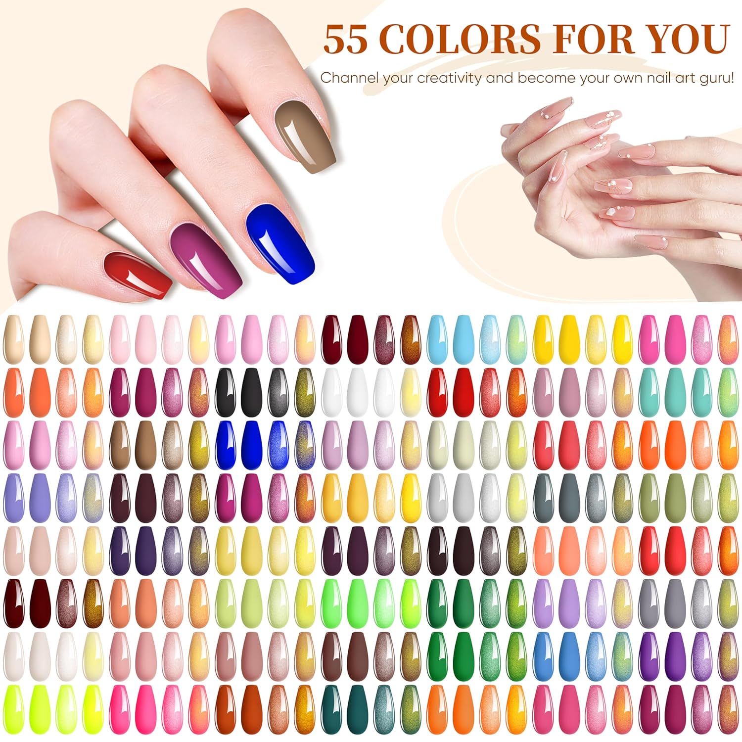 Detalle de Gel Nail Polish Kit with Nail Lamp: 55 Colors, 4 Top Coats, and Complete Starter Tools