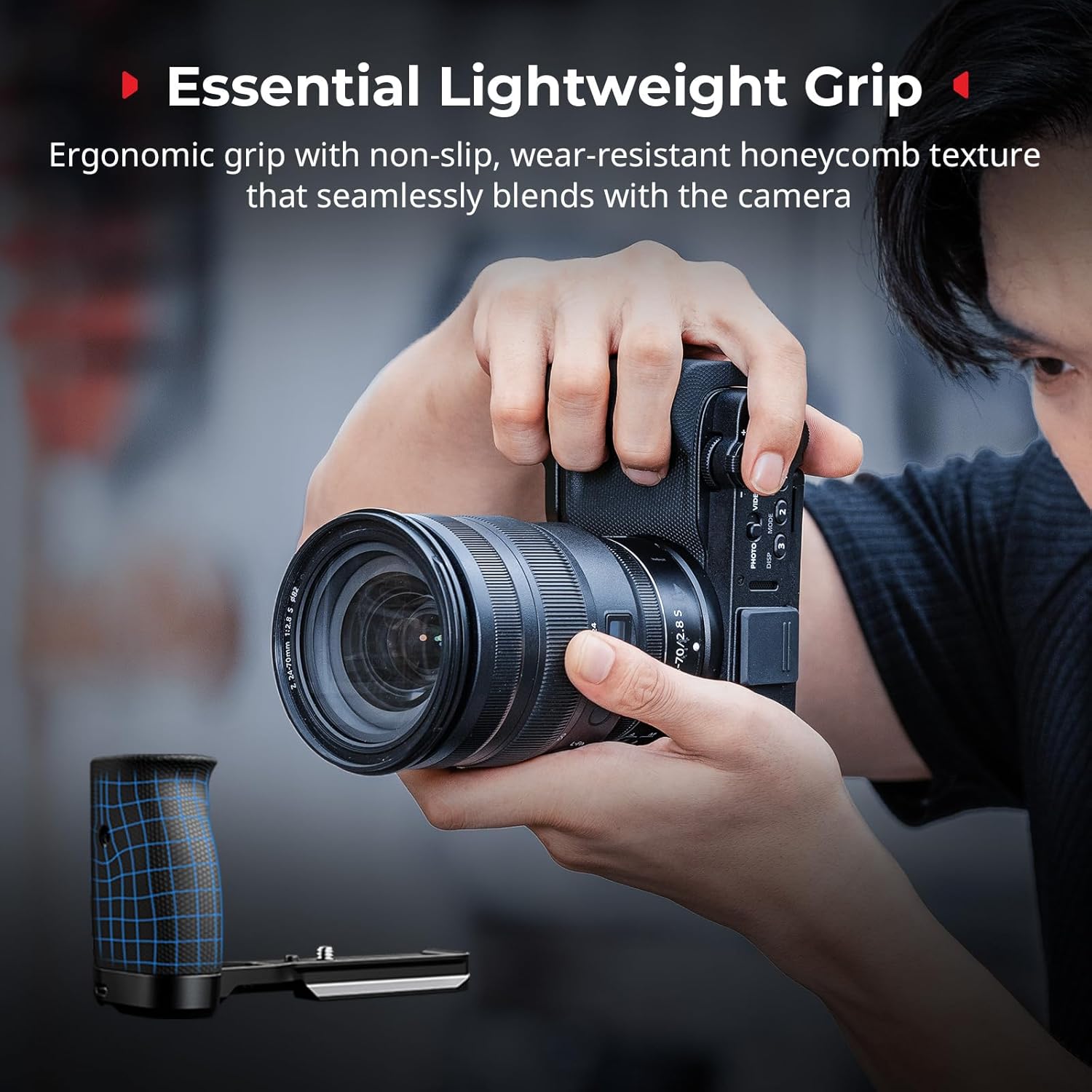 Detalle de SmallRig Poignée en L pour Nikon ZR avec Grip en Silicone et plaque rapide Arca – réf. 5466