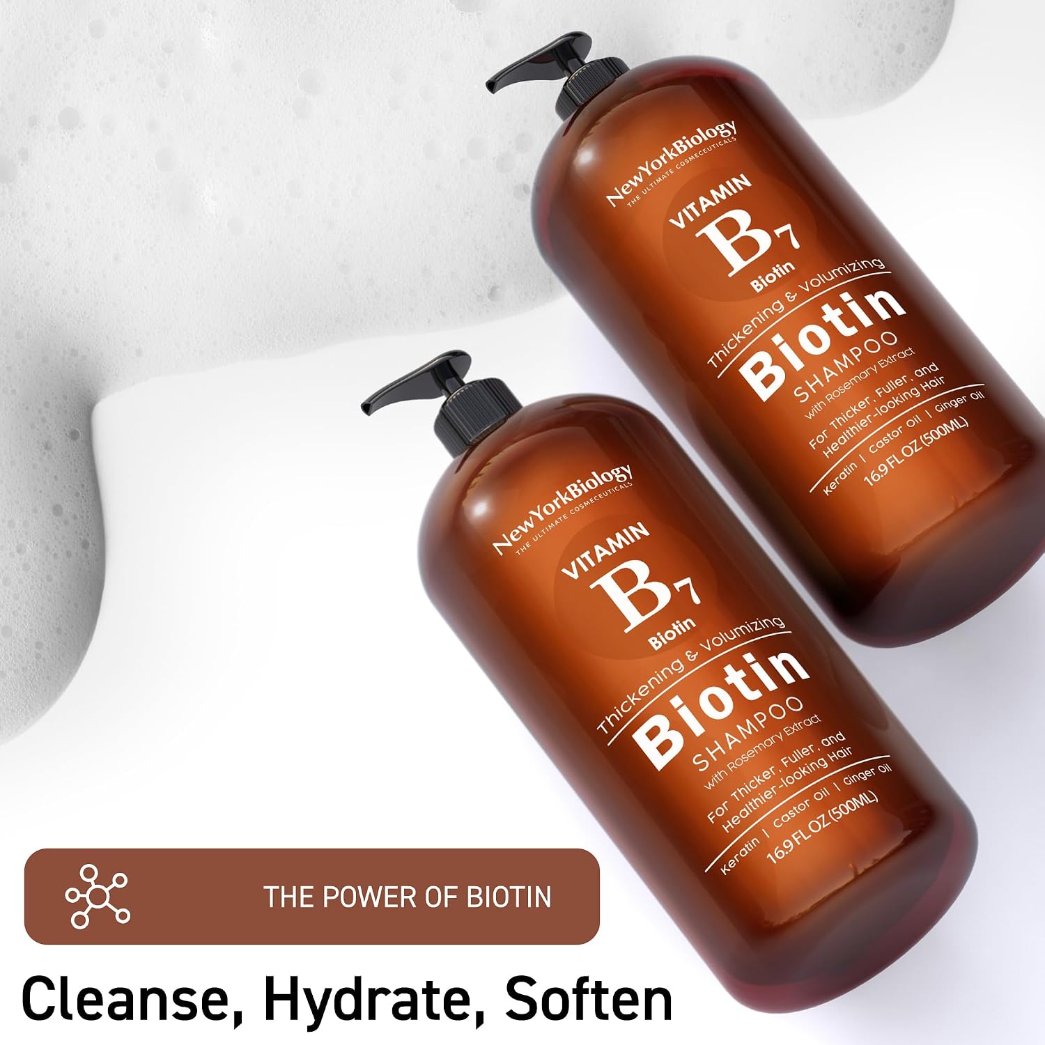 Detalle 2 de New York Biology Biotin Shampoo, 16.9 Fl Oz for Dry and Thin Hair