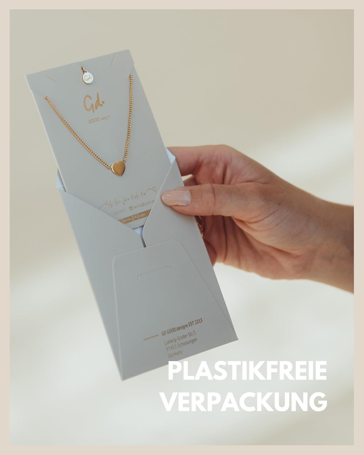 Thumbnail 5 de GD GOOD.designs Herzkette für Damen – verstellbar 42–47 cm mit Herzanhänger in Gold 18K, Silber oder Roségold