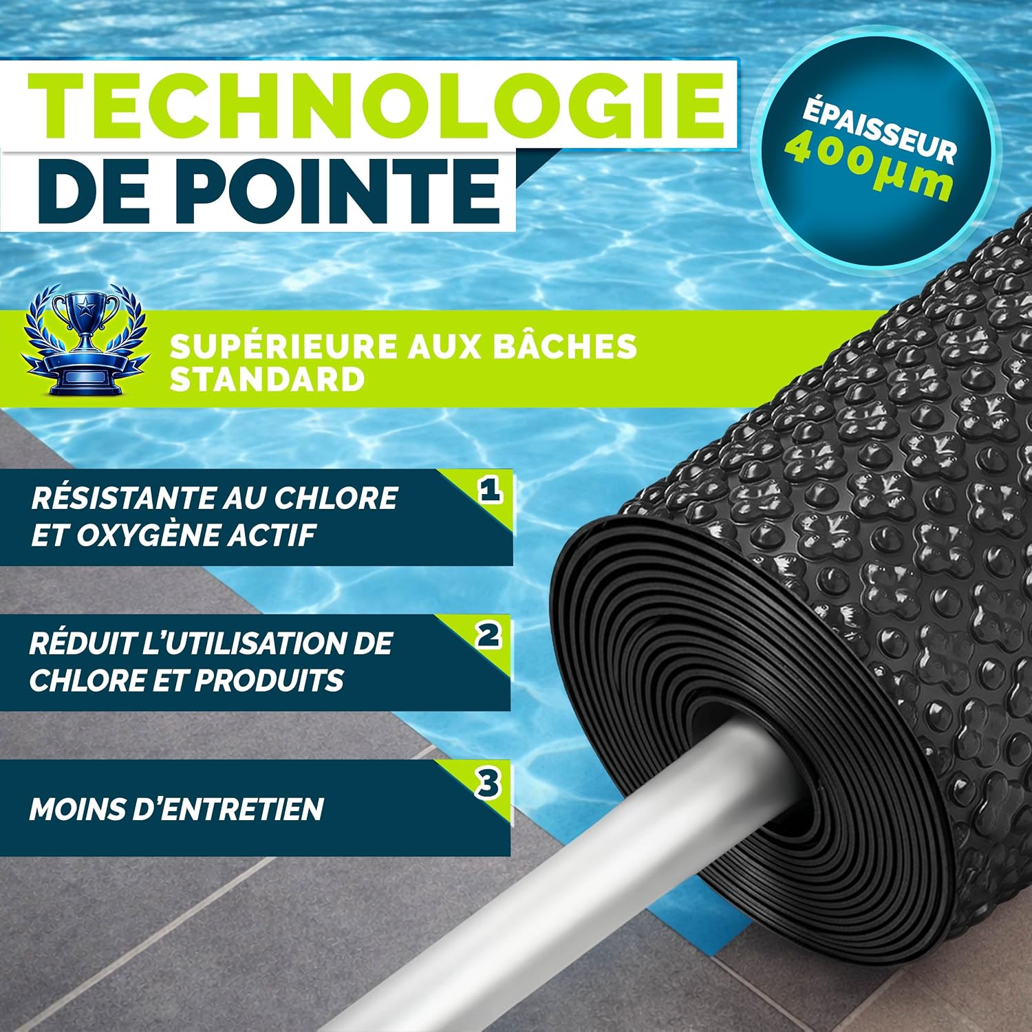 Detalle de tillvex TVPHQB ProHeat QB4 zonnezeil, rond 500 cm, 400 µm