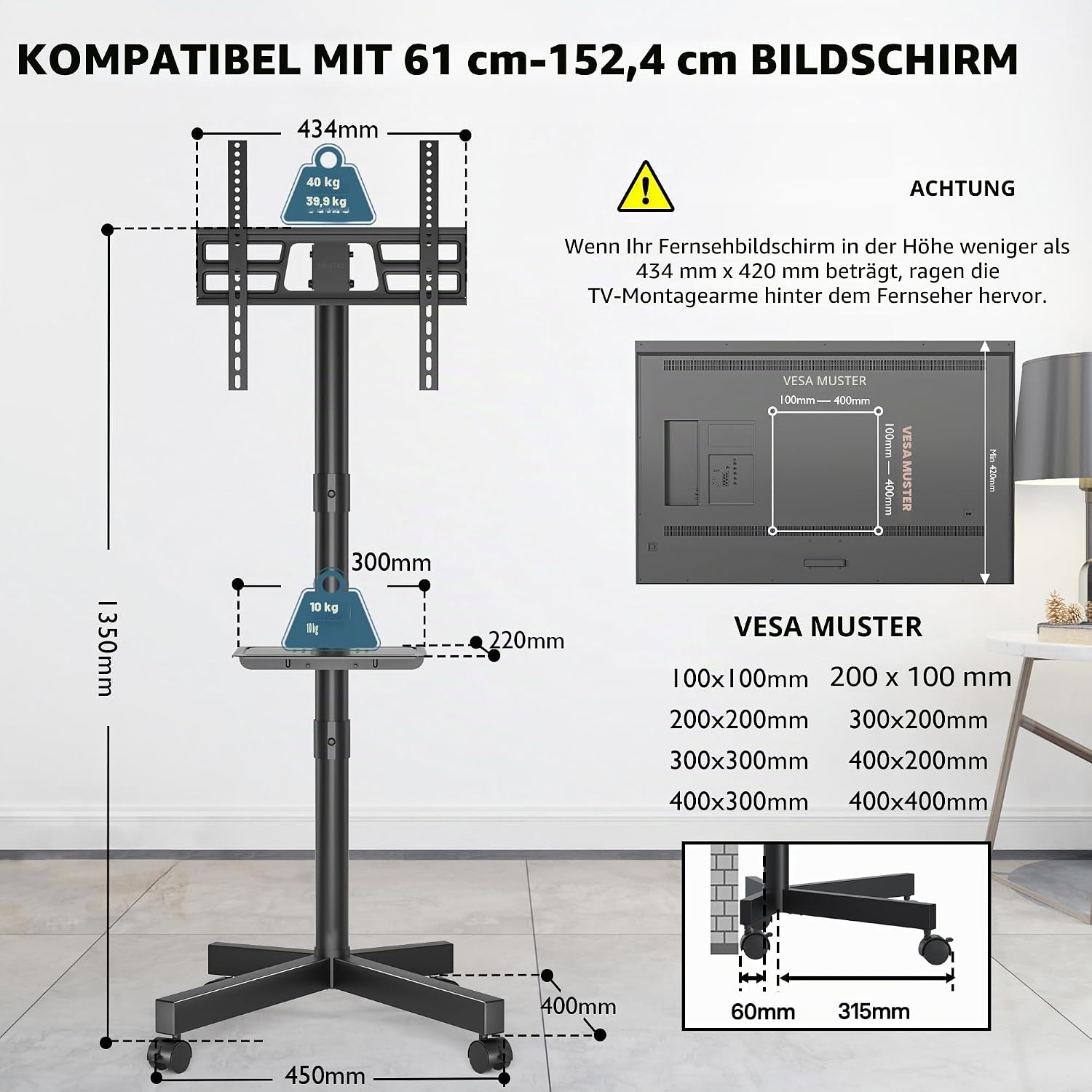Thumbnail 5 de BONTEC TV Ständer höhenverstellbar 24–60"