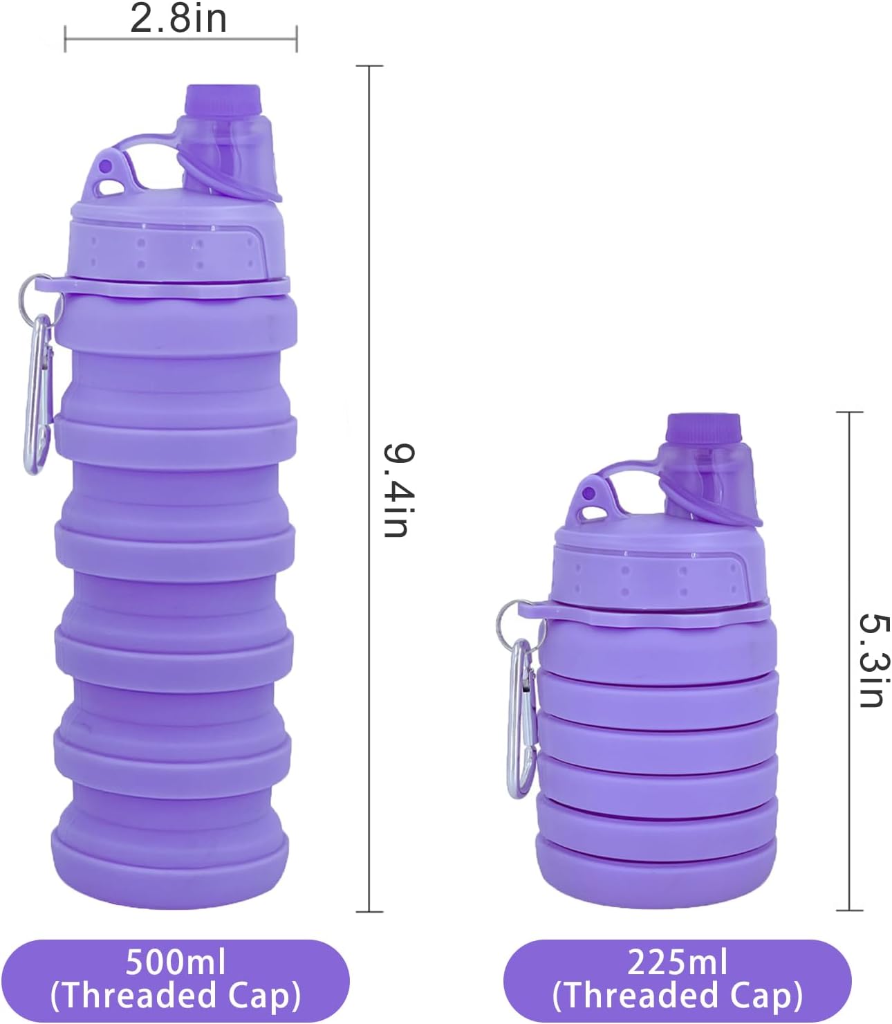 Thumbnail 4 de YCTMALL Collapsible Silicone Water Bottle 500ml with Mountaineering Buckle – Travel-Friendly, Reusable