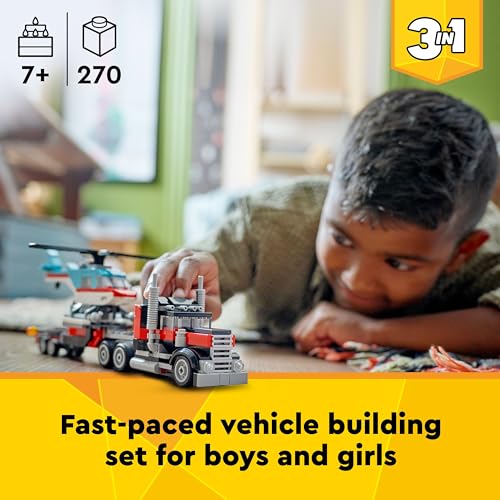 Thumbnail 1 de LEGO Creator 3in1 Flatbed Truck with Helicopter (31146)
