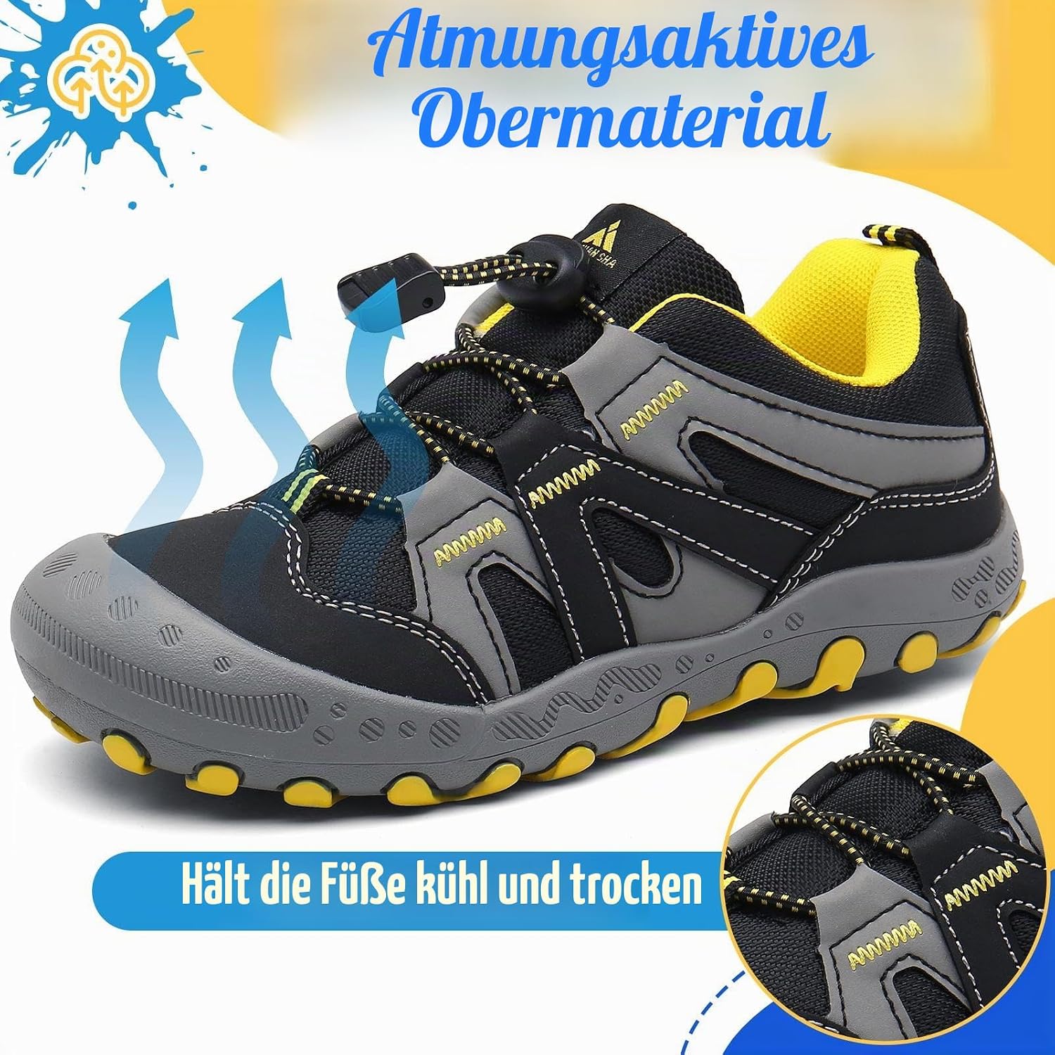 Detalle 2 de Mishansha Kinder Trekkingschuhe Jungen – atmungsaktiv, rutschfest, Gr.24–38