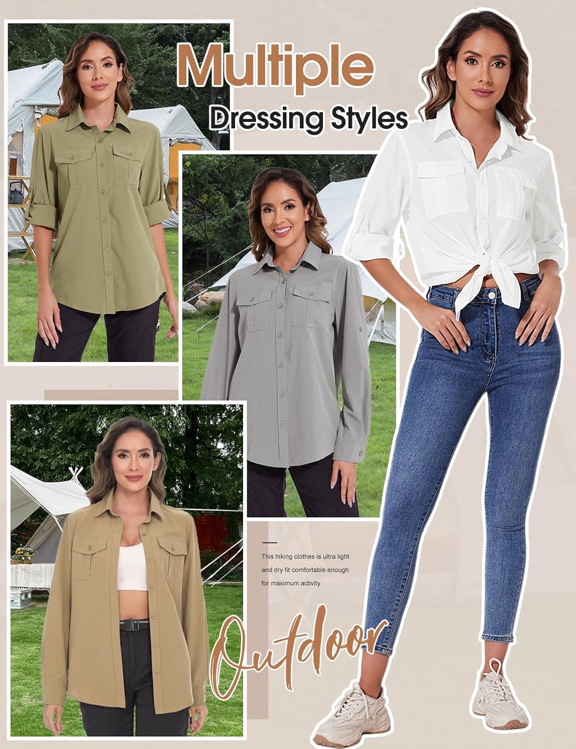 Thumbnail 1 de Tuopuda Camicia Donna Estiva UPF 50+ – Camicetta Protezione Solare con Maniche Lunghe, Traspirante per Escursioni e Mare
