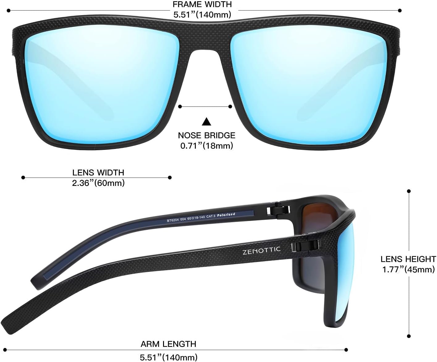 Detalle 2 de ZENOTTIC Polarisierte Sonnenbrille Herren – Leichte TR90 Rahmen, UV400 Schutz