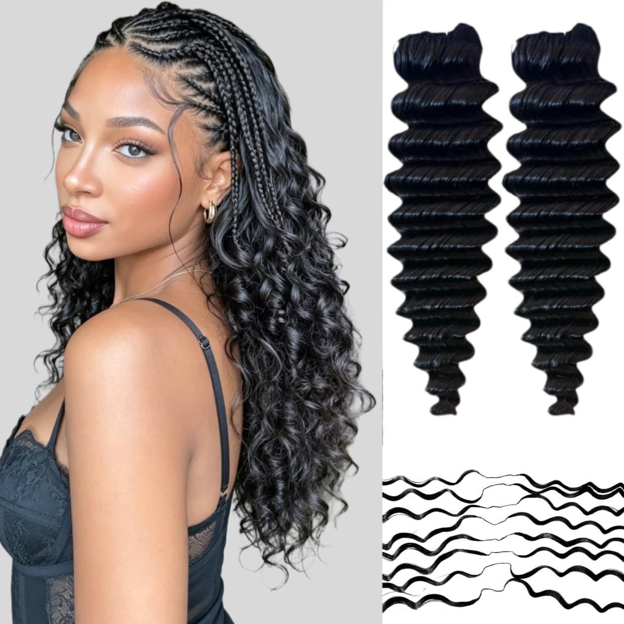 Thumbnail 6 de Limited Beauty Deep Wave Crochet Human Hair Extensions (2 Packs, 120g) – 16 inch, Knotless, Burmese Curly