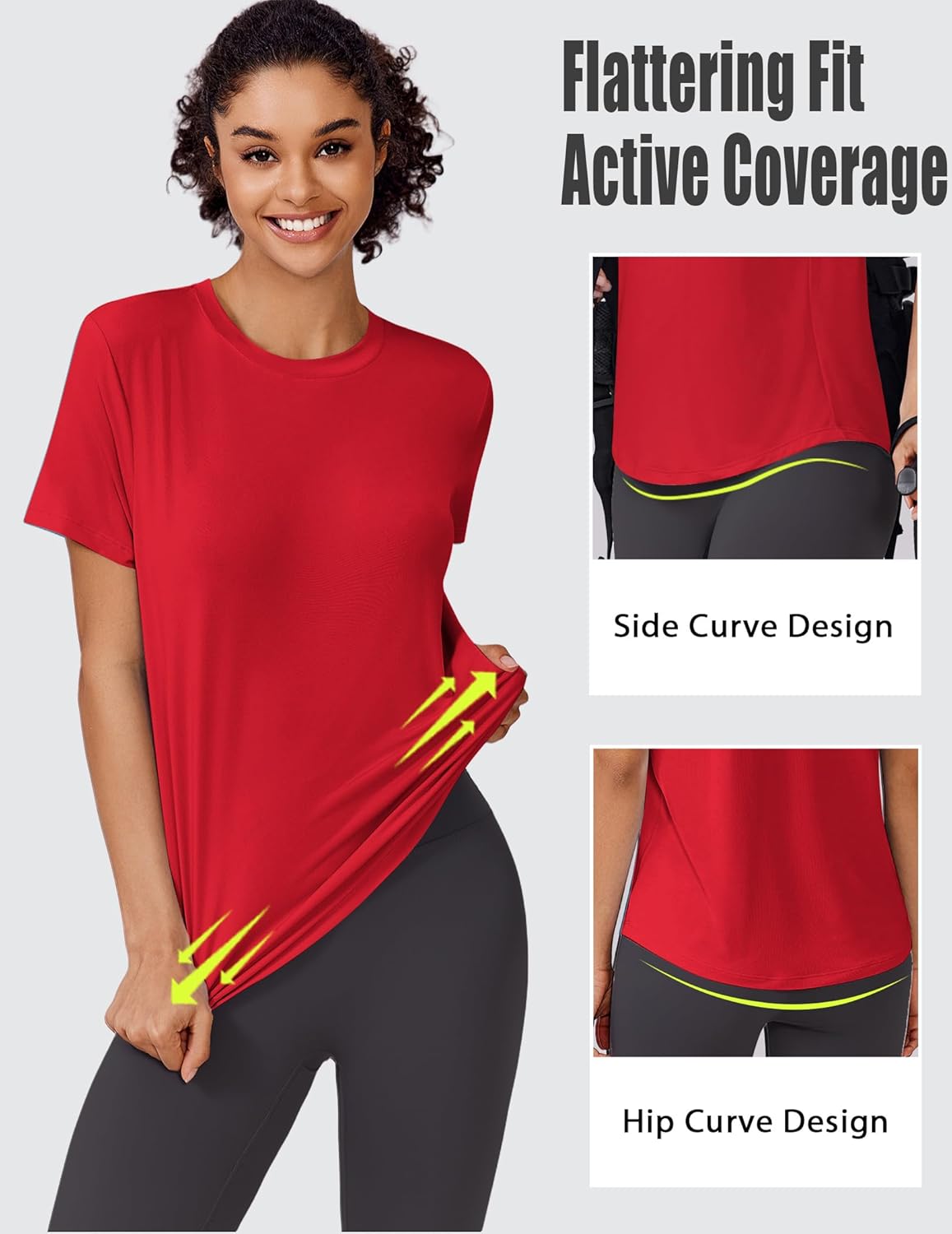 Detalle de PINSPARK Soft Workout Tops for Women UPF 50+ Quick-Dry Sun Protection T-Shirt