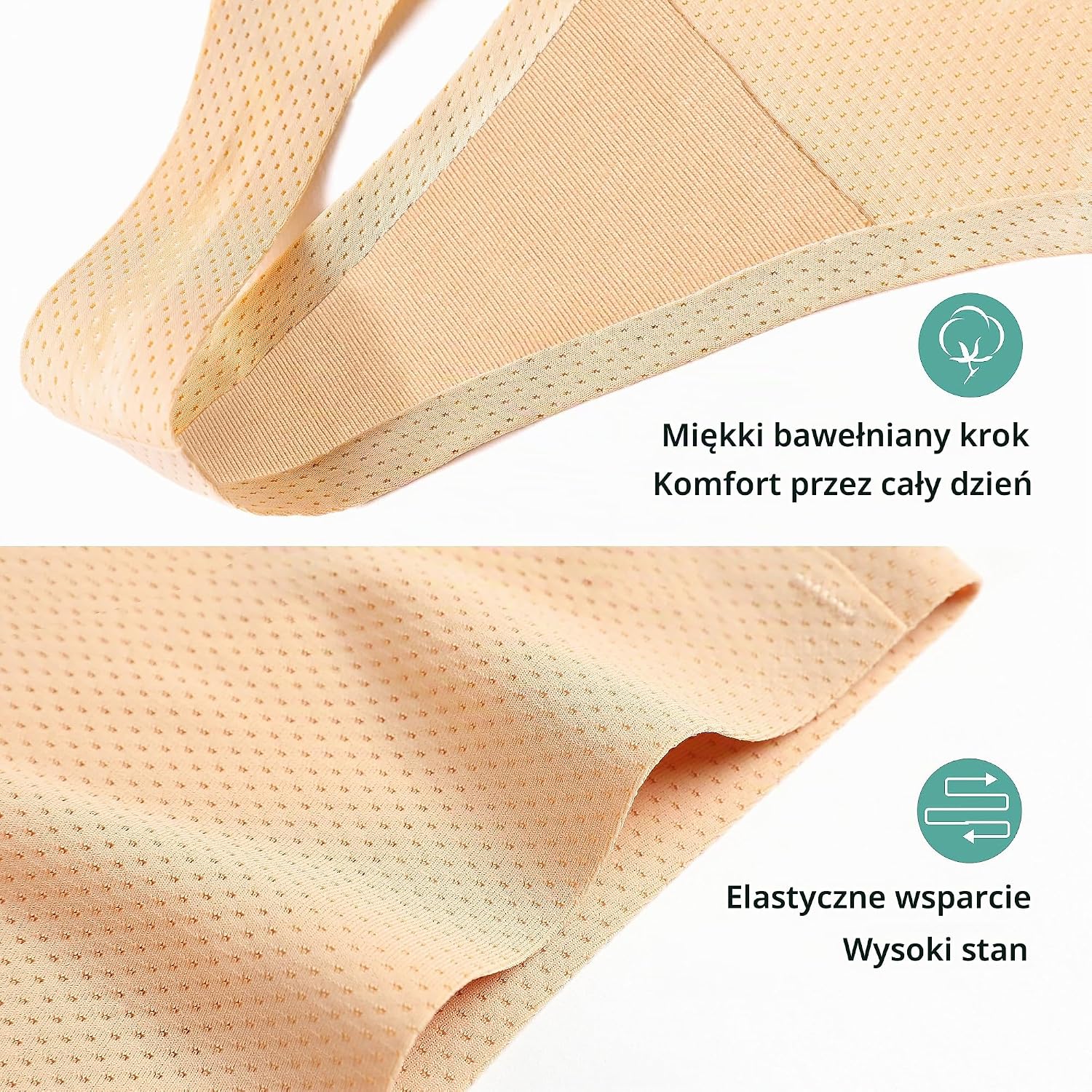 Detalle 1 de VOENXE 6022 – damskie stringi bezszwowe z wysokim stanem, 5-pak