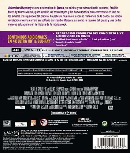 Detalle 2 de Bohemian Rhapsody 4K UHD Blu-ray - Divisa Films