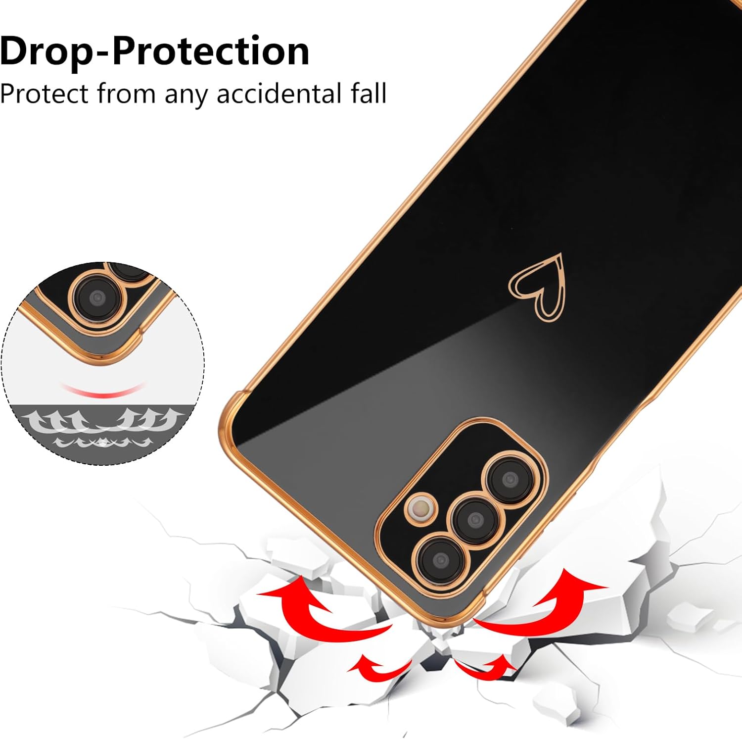 Thumbnail 2 de ZTOFERA Compatible case for Samsung Galaxy A25 5G (6.5-inch) – soft silicone love-heart bumper cover (black)