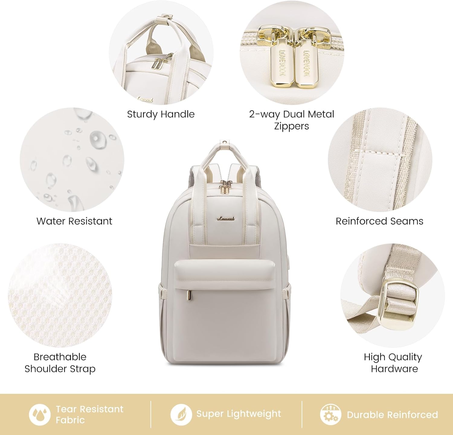 Thumbnail 2 de LOVEVOOK Women's Backpack 17.3 Inch Large Laptop Bag – Cream