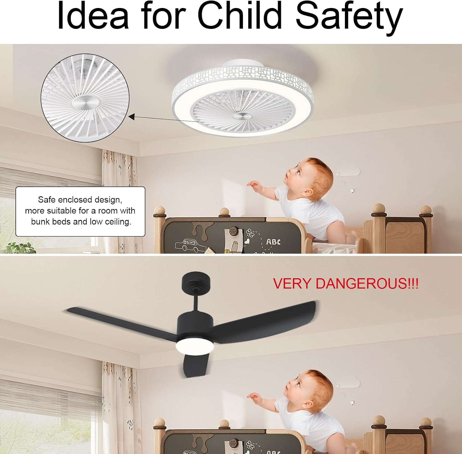 Detalle 2 de Enwinup 22423W-CFL 18.9in Enclosed Ceiling Fan with Dimmable LED Light