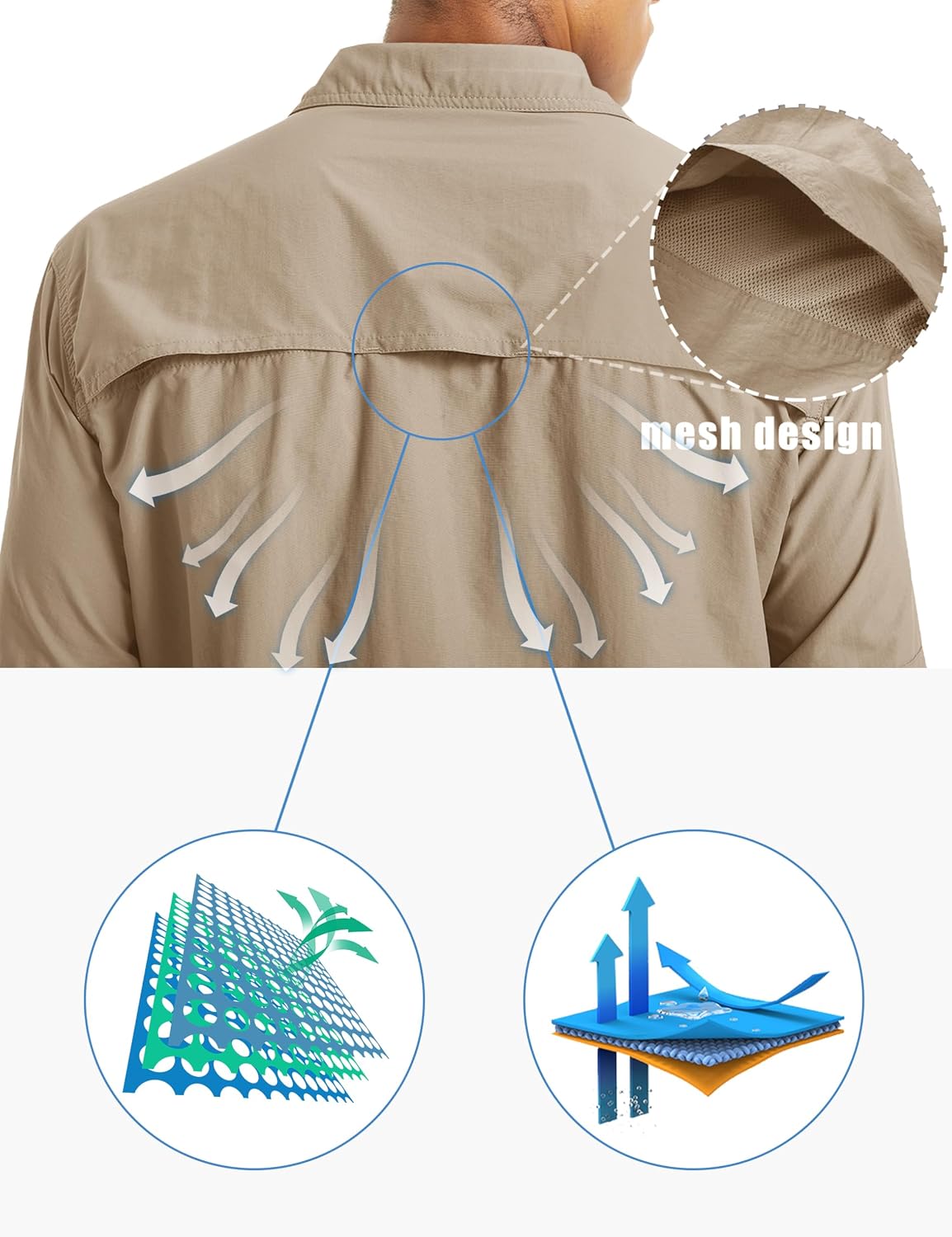 Thumbnail 6 de TACVASEN Men's Long-Sleeve Fishing Shirt, Nylon