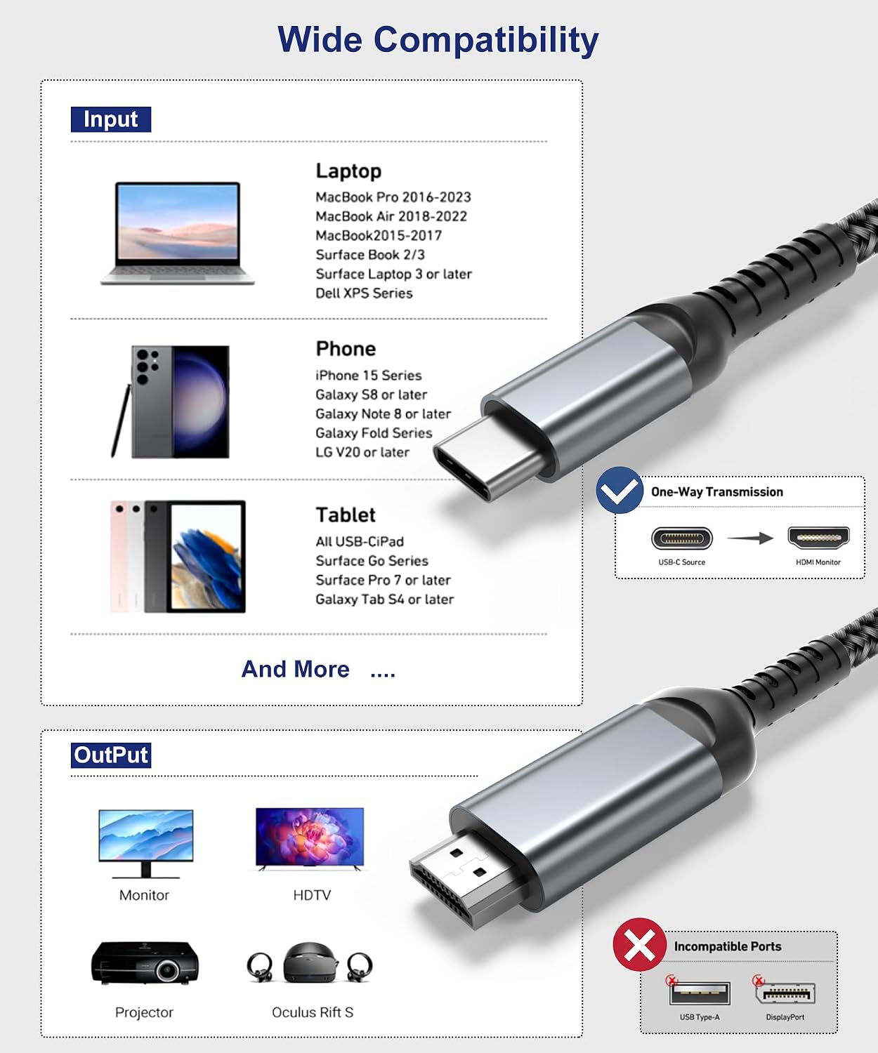 Thumbnail 6 de USB-C to HDMI 4K cable 3m by ALLEASA