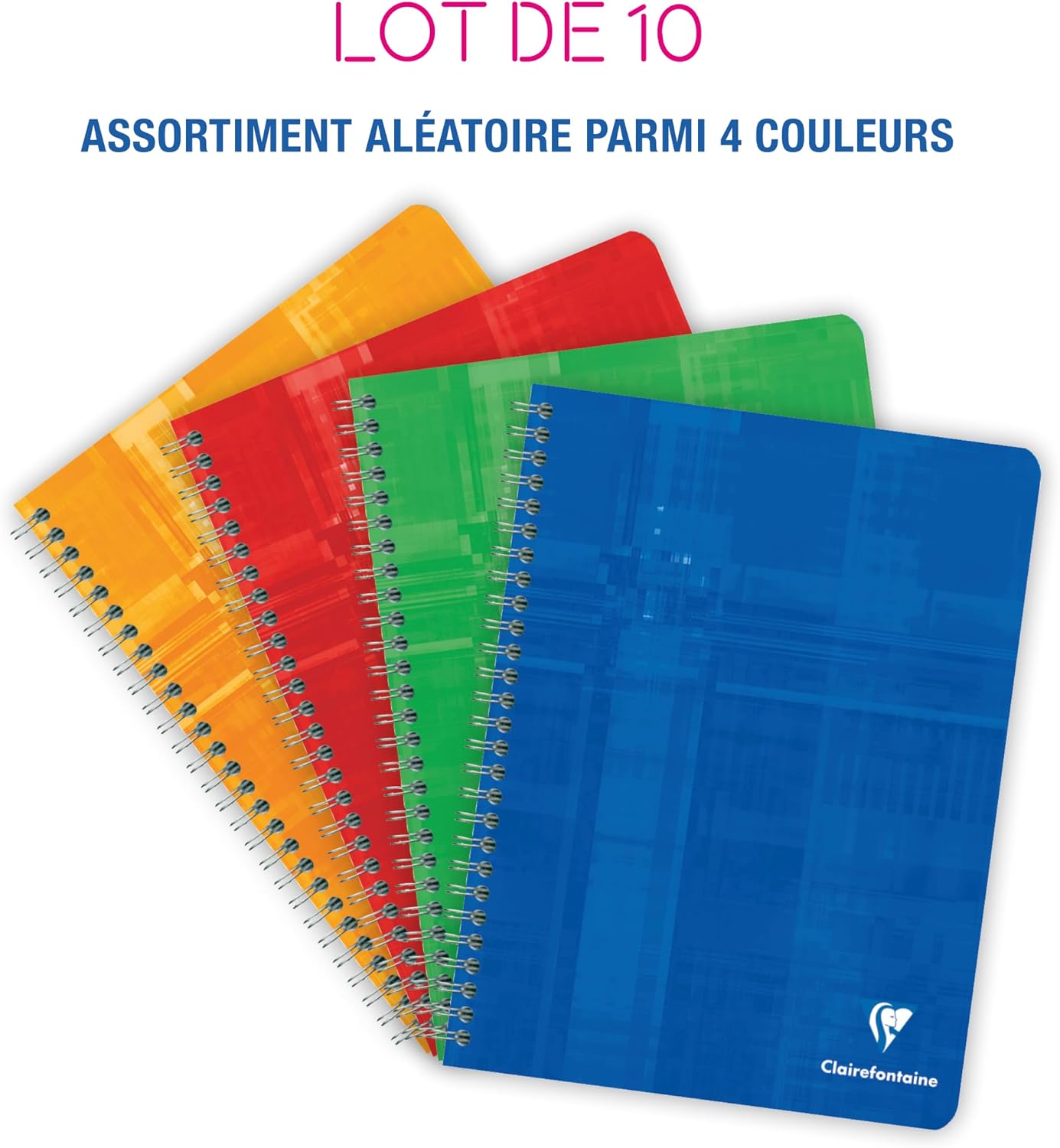 Detalle 2 de Clairefontaine 8722Cpack – Lot de 10 cahiers à spirale 17x22 cm, 100 pages, papier 90 g/m², couvertures colorées pelliculées