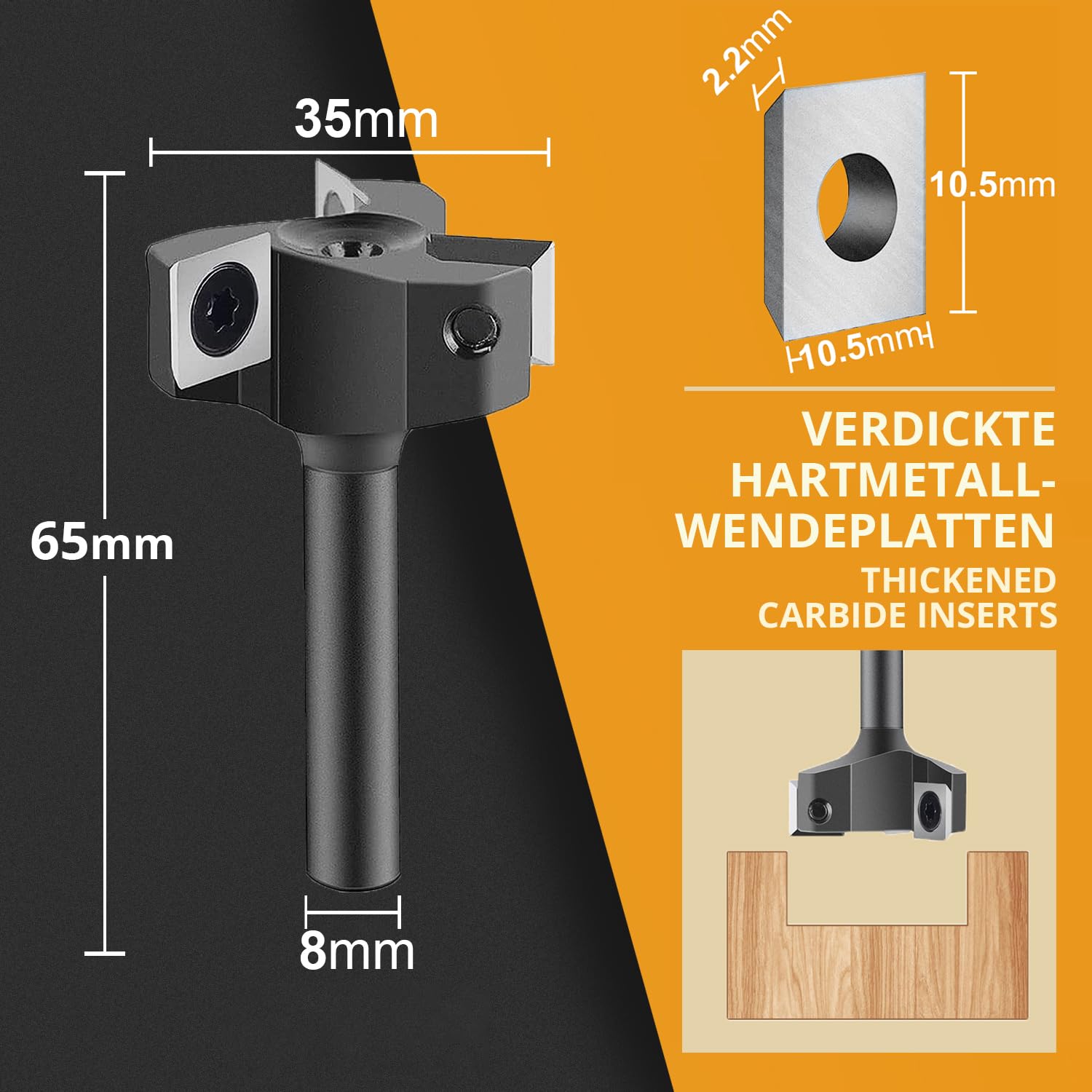 Detalle 2 de SpeTool planfräs med 8 mm skaft, 35 mm skärdiameter och hårdmetallskär