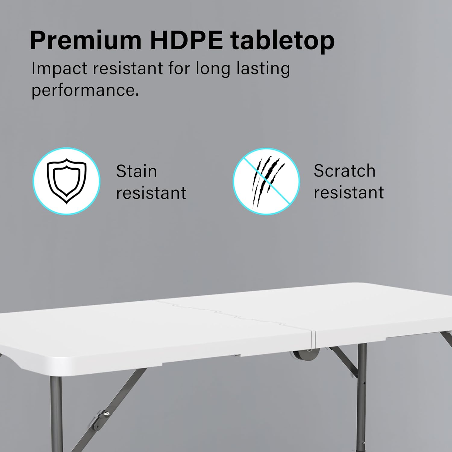 Thumbnail 2 de Trestle Table 6ft Heavy Duty Folding Table – 1.8m Outdoor Plastic Picnic Table