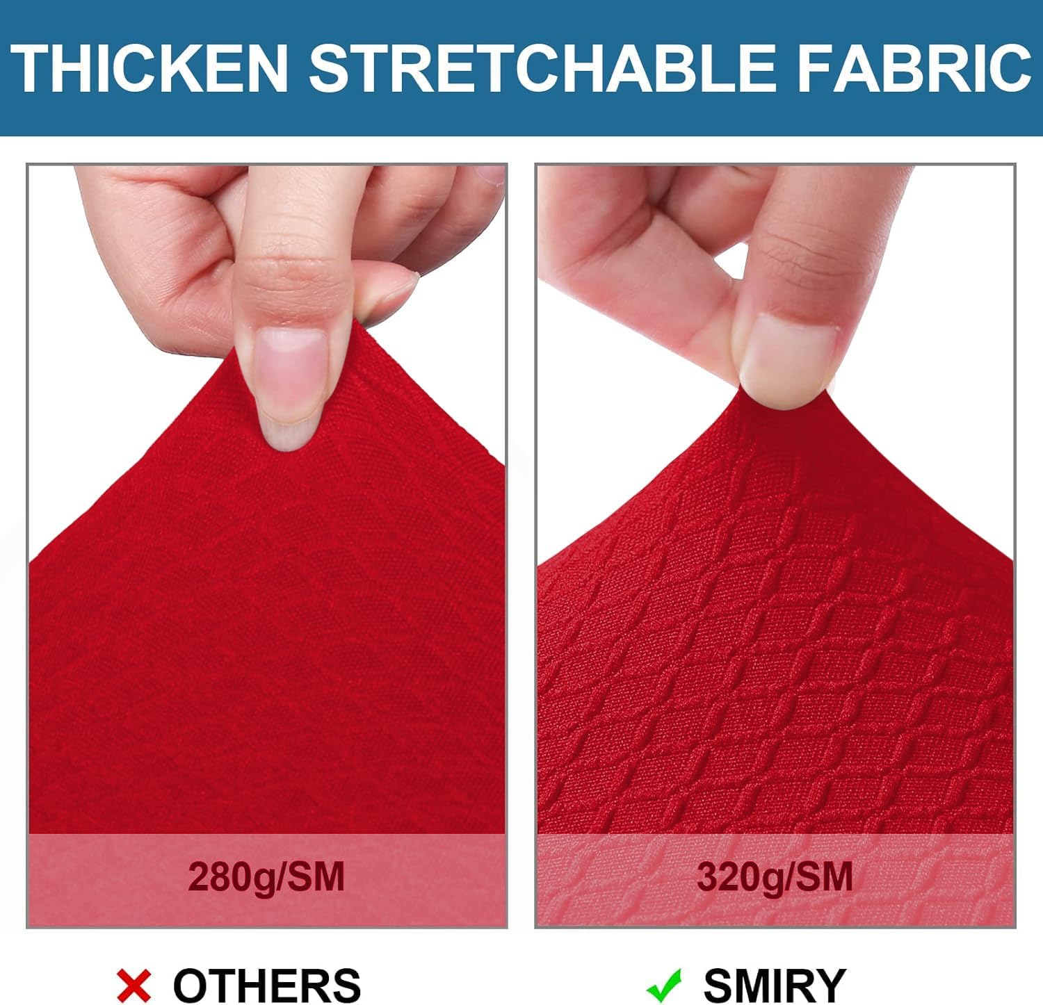 Detalle de Smiry YZDT010FS Waterproof Dining Chair Seat Covers, Set of 4, Red Jacquard