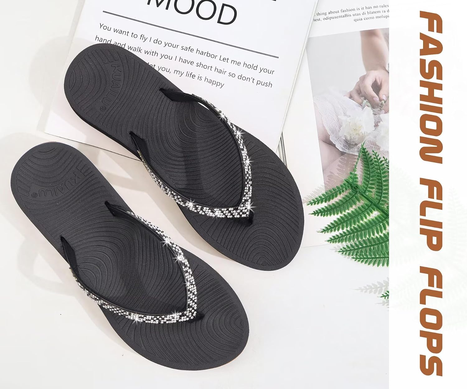 Thumbnail 5 de KuaiLu Rhinestone Flip Flops 2026 for Women 👡
