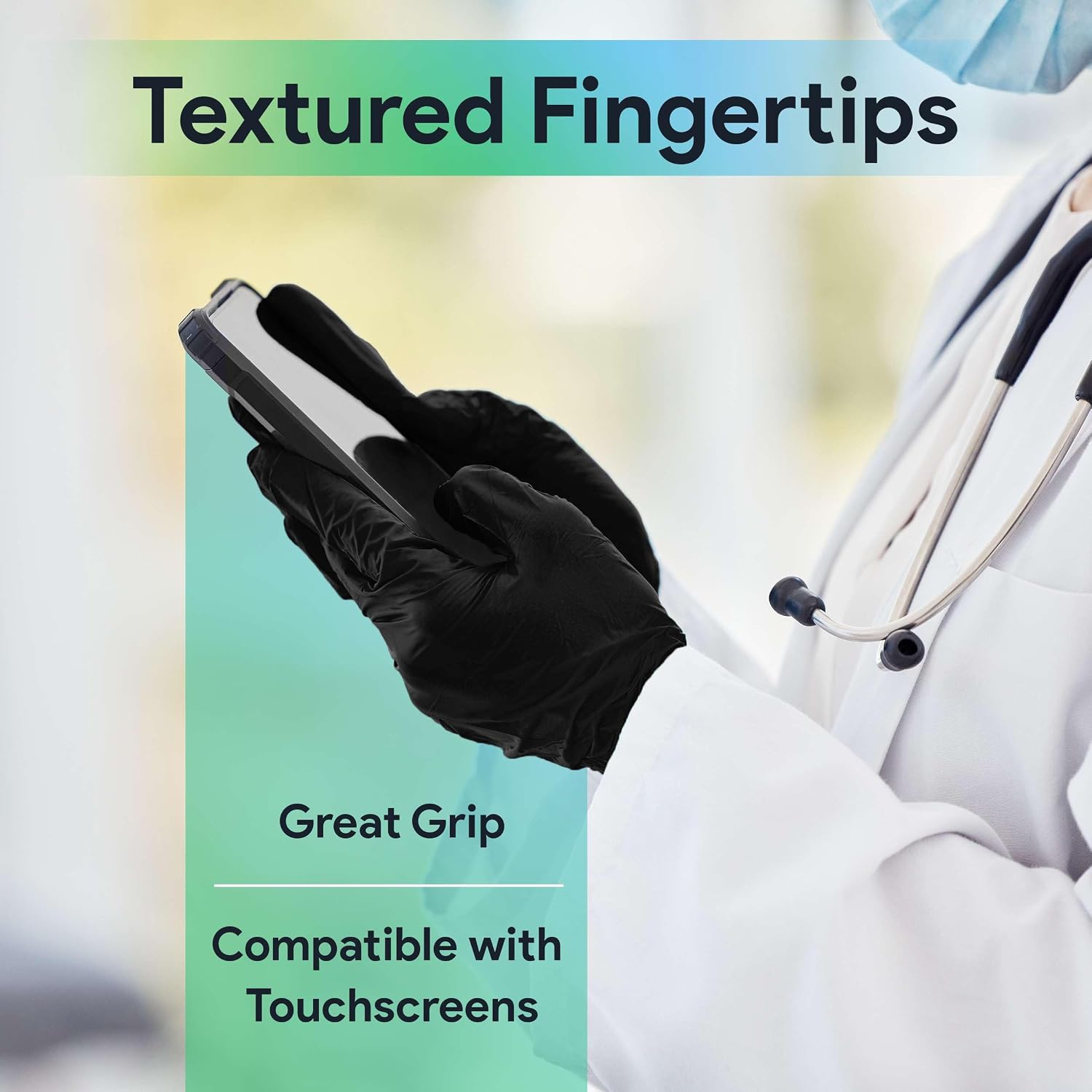 Thumbnail 5 de Black Nitrile Gloves Large – 3 Mil, Case of 1000, Latex-Free & Powder-Free with Textured Grip