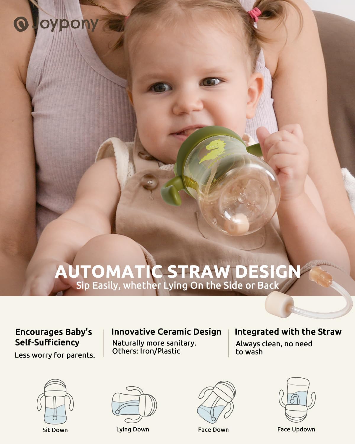 Thumbnail 4 de Joypony 6 oz PPSU Weighted Straw Cup, Green, Leak-Resistant