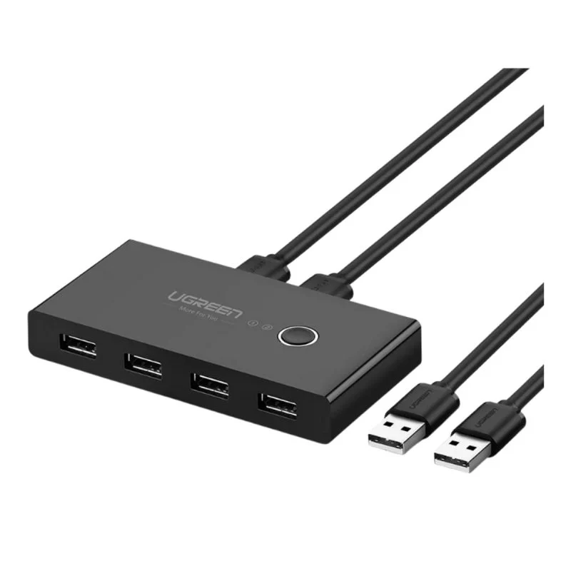 Thumbnail 1 de Switch KVM Ugreen 30767, 4 Puertos USB 2.0, Cambio Manual (Negro) para Multisistema