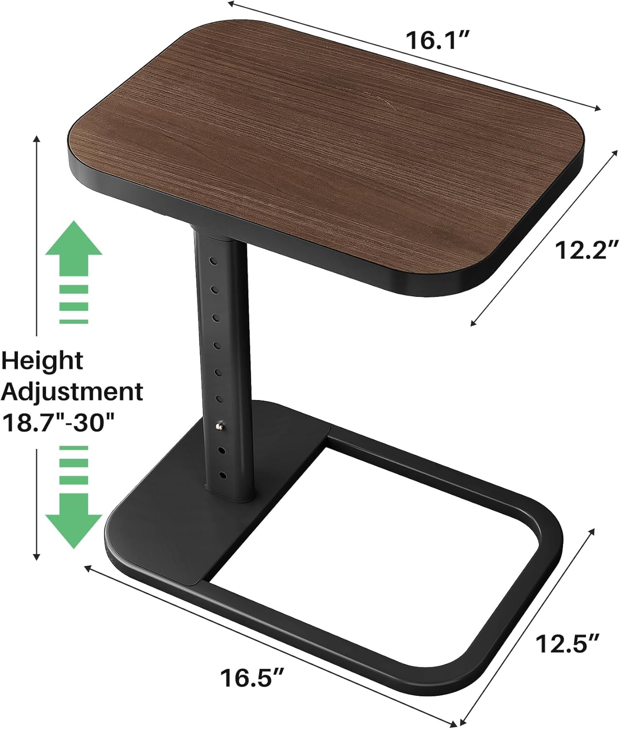 Detalle de Kitstorack CT-Elevate01 TV Tray Table, 9 Height Settings, 90° Flip, Espresso
