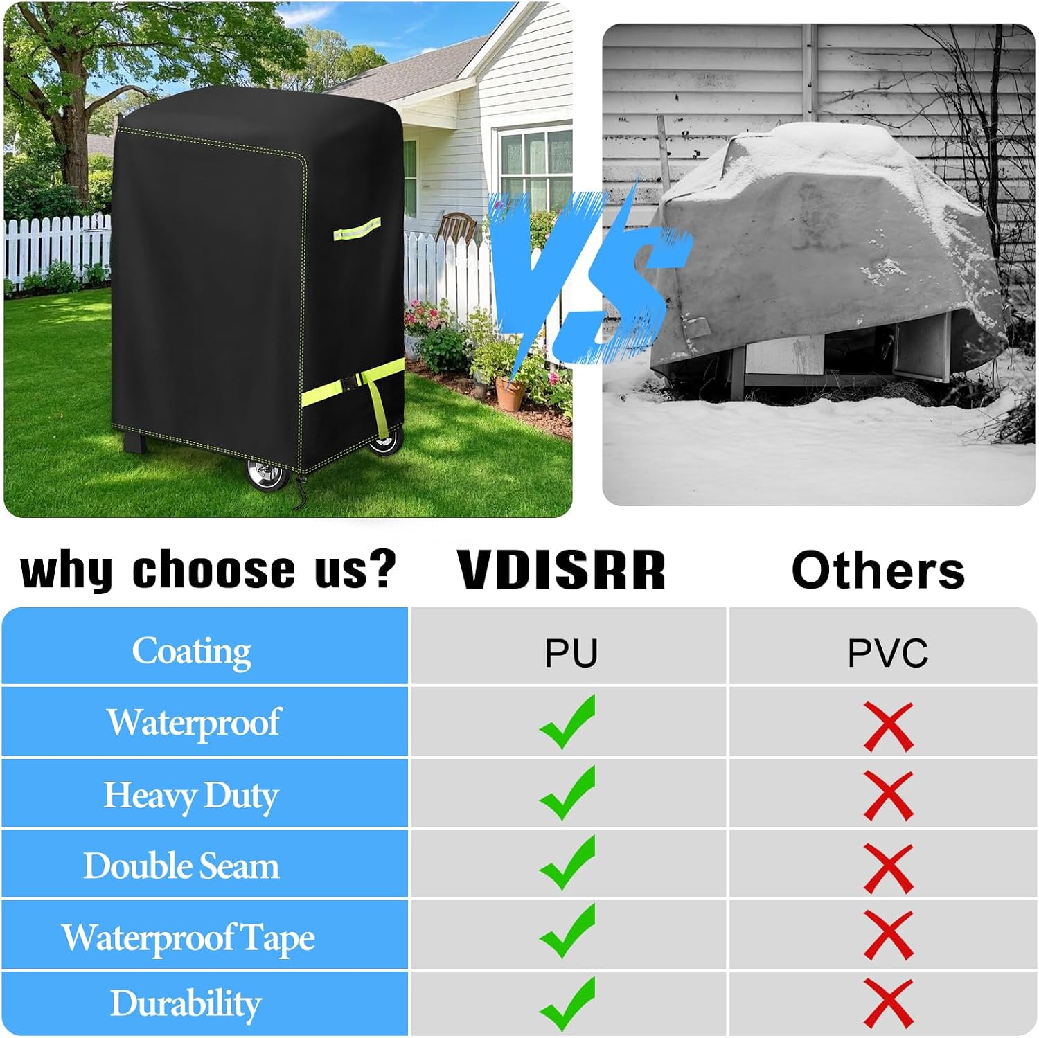 Thumbnail 6 de VDISRR Grillabdeckung Wetterfest 77 x 70 x 110 cm für Weber Spirit 210 – 2 Brenner Grill mit Klappbarer Seitenablage