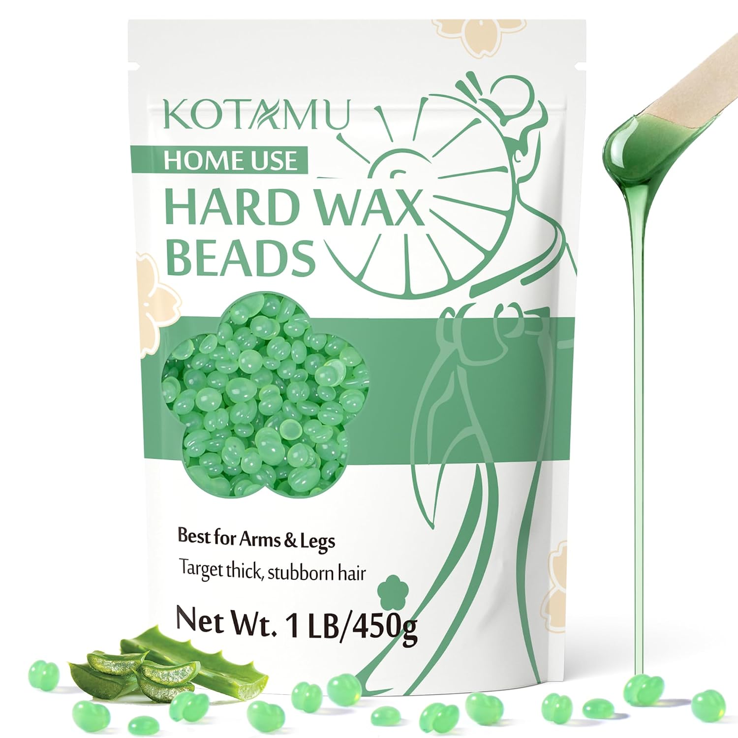 Detalle de KOTAMU KOTAMU-ALOEWAX Aloe Vera Hard Wax Beads, 1 lb, Sensitive Skin