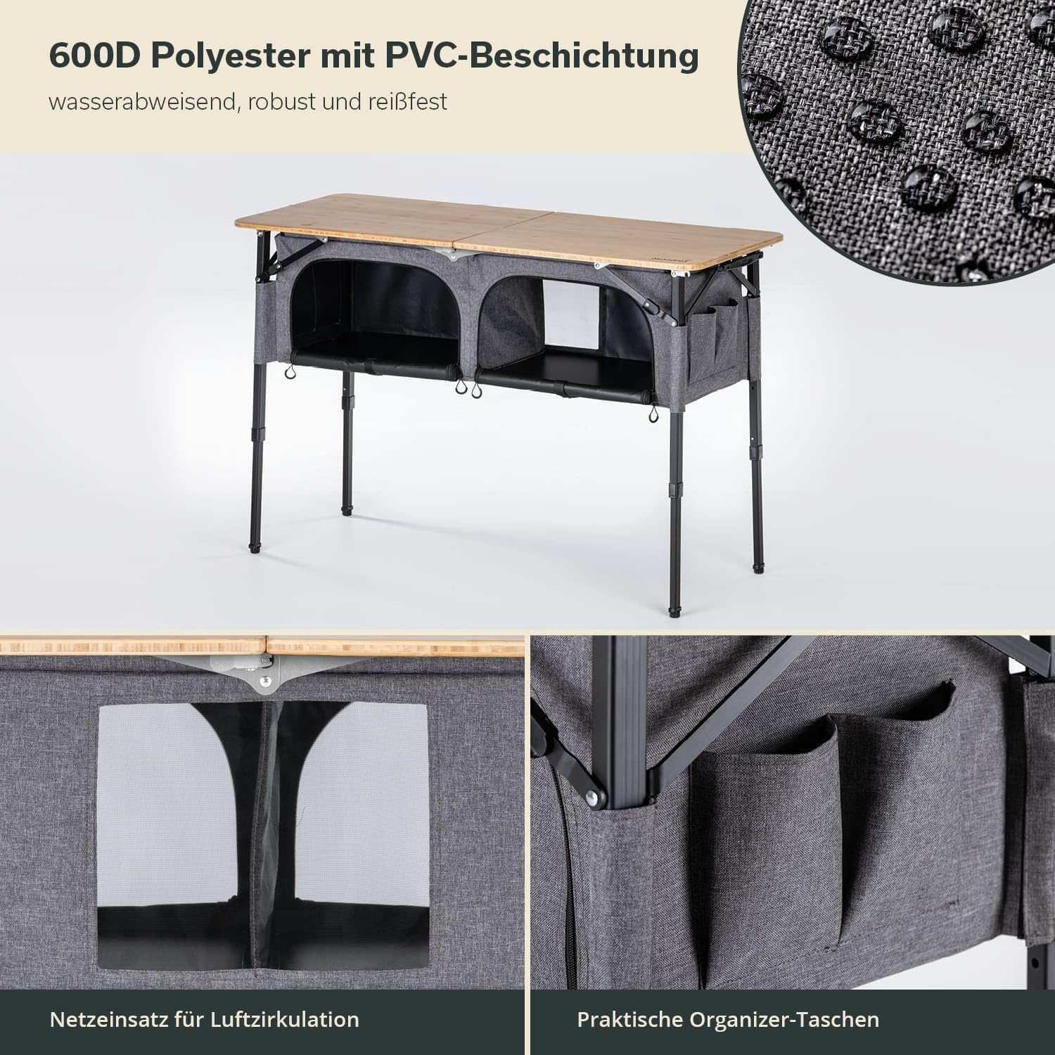 Detalle 1 de Skandika Tolja Campingtisch mit Schrank